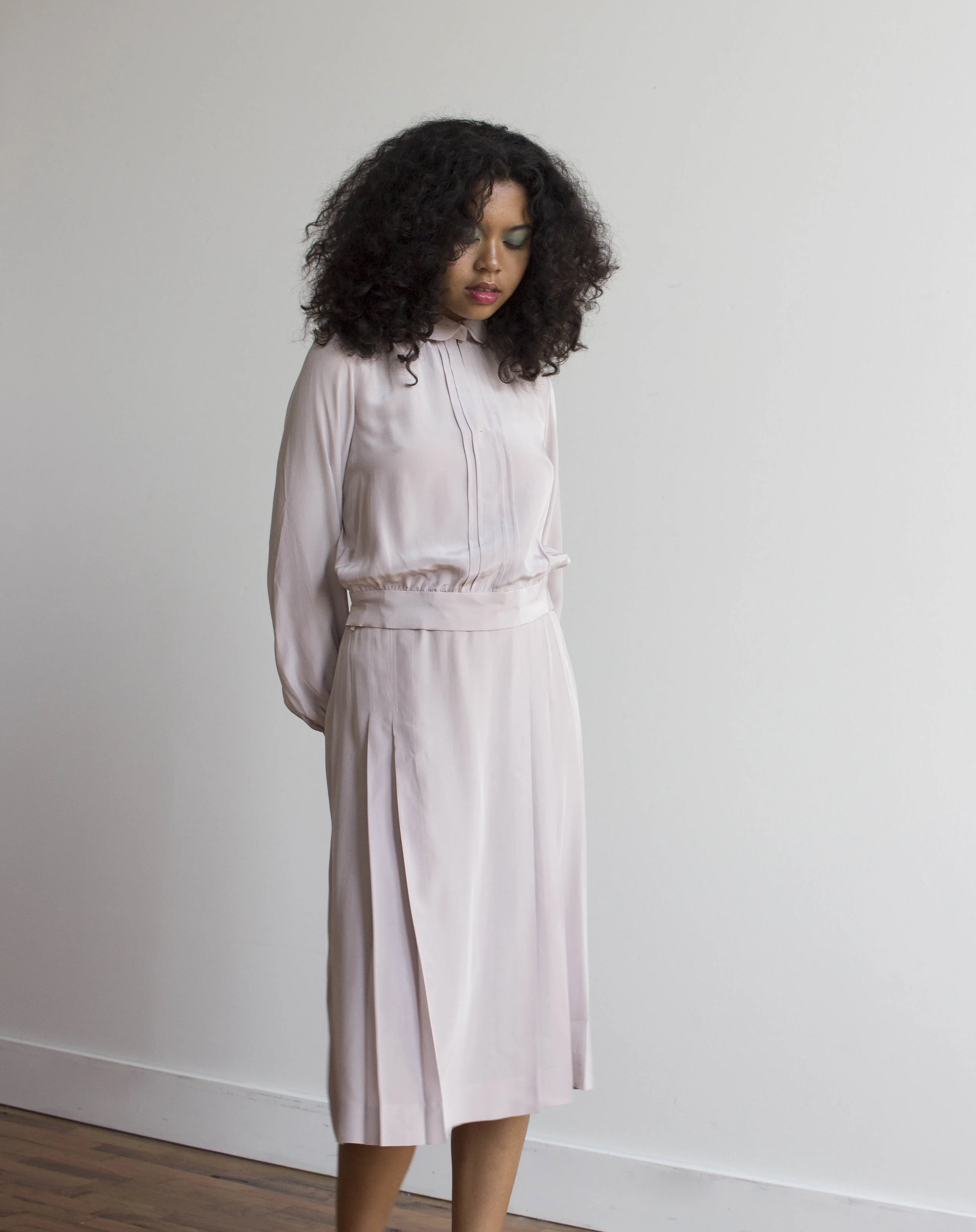 1970s French Lavender Silk Set