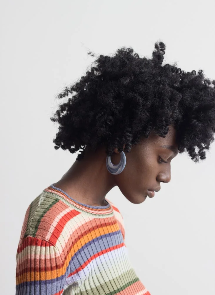 1980s Marbled Acrylic Crescent Moon Hoops