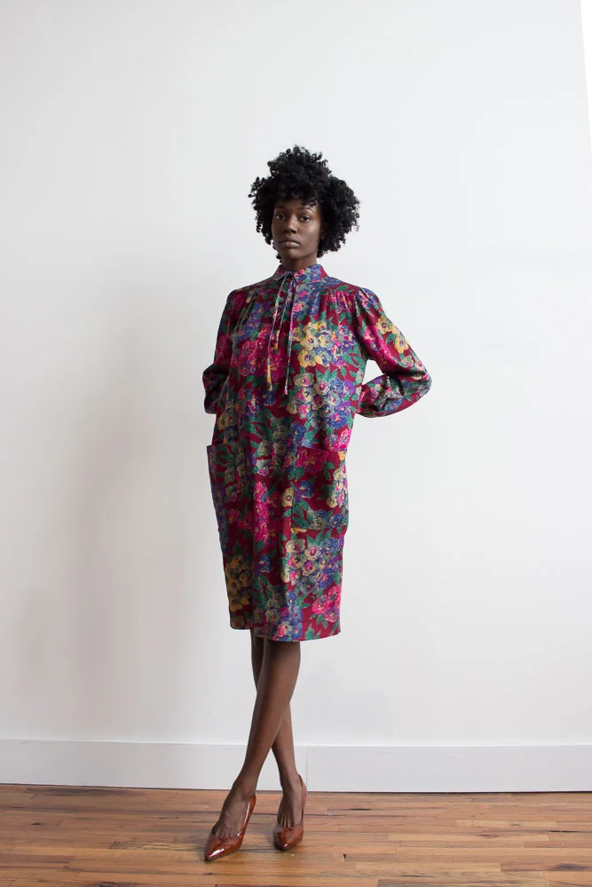1980s Ungaro Floral Smock Dress