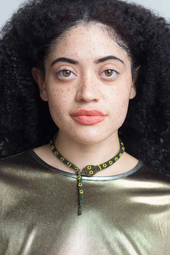 1930s Beaded Snake Necklace with Metal Clamp