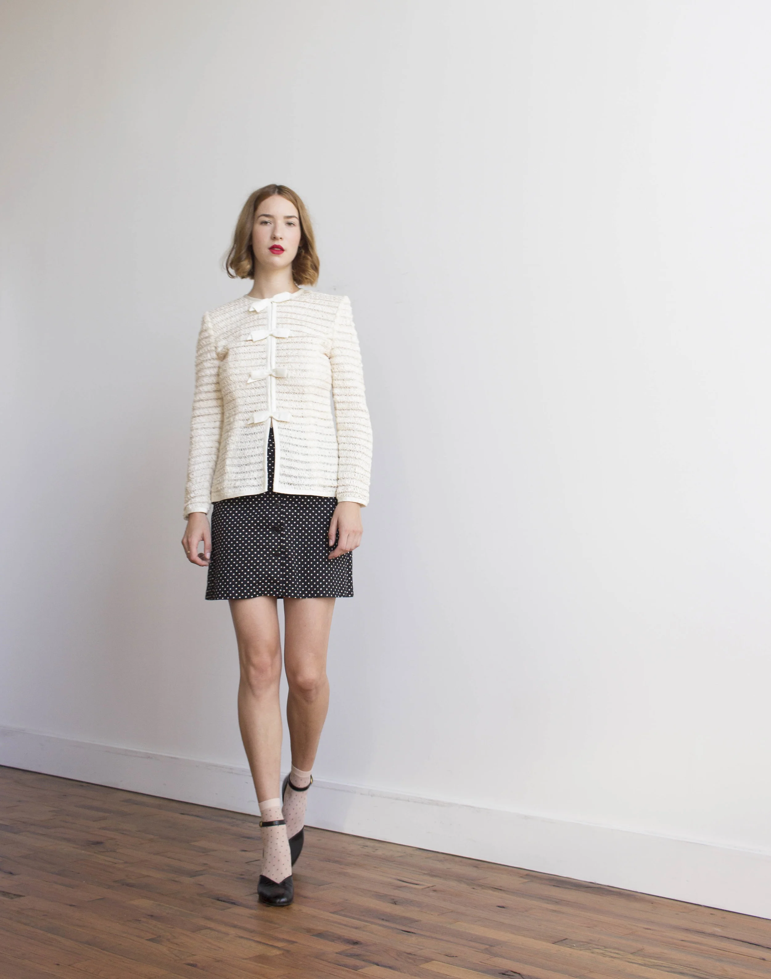 1980s Victor Costa Ribbon Crocheted Blouse