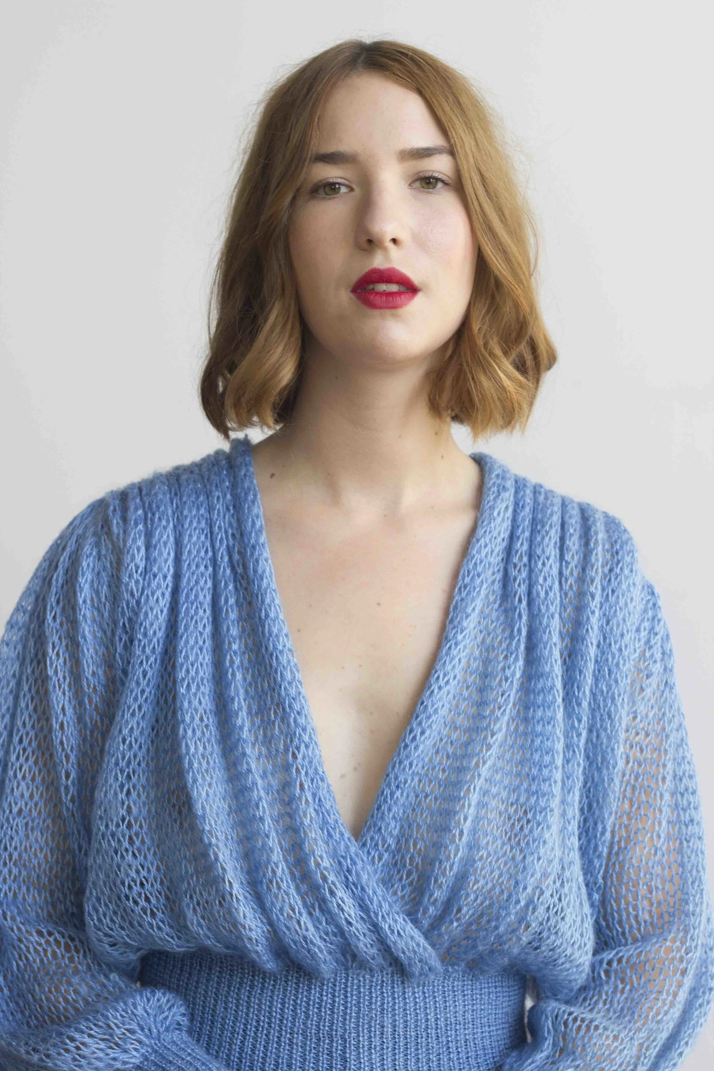 1970s Sky Blue Open Knit Sweater