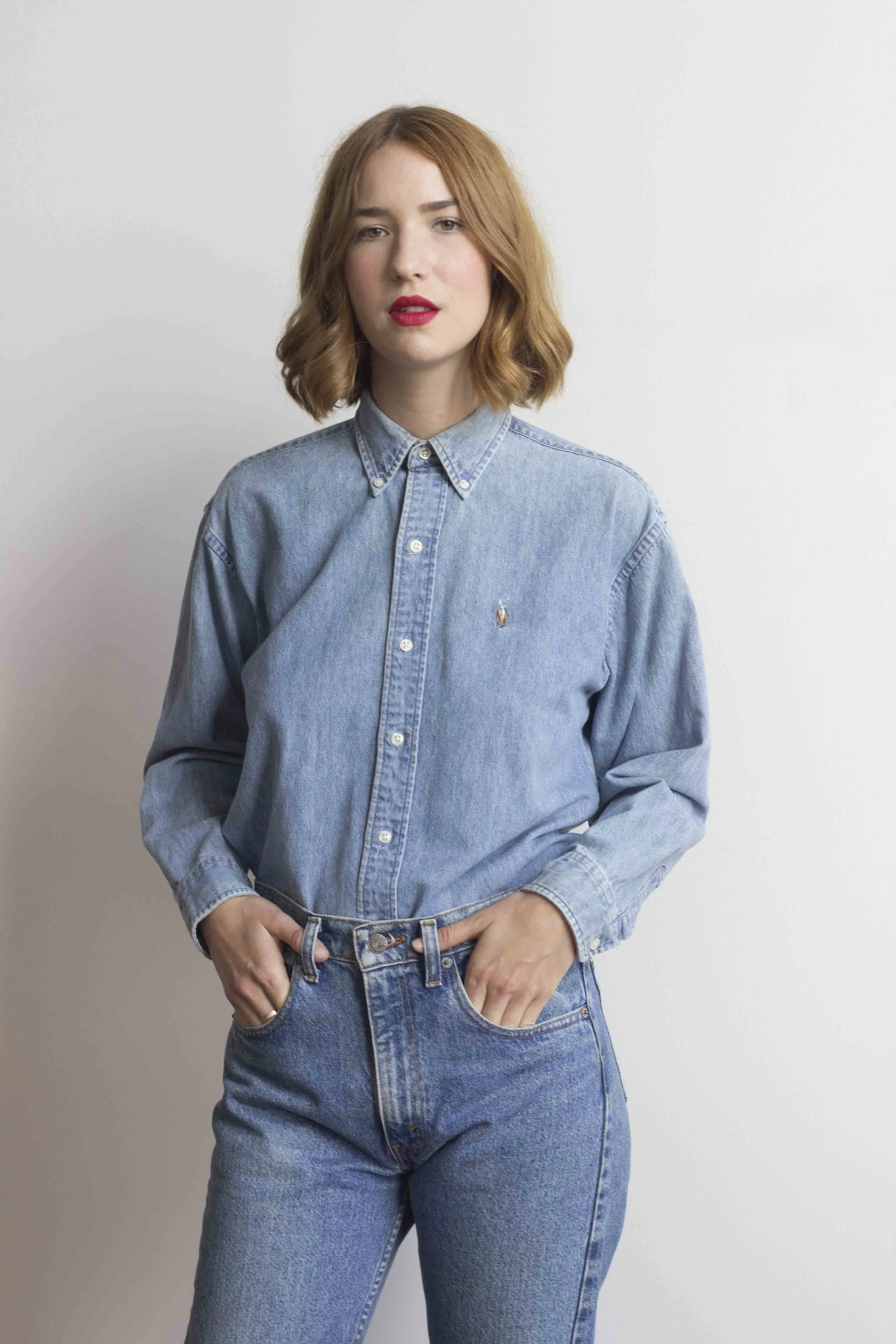 1990s Denim Button Down Shirt
