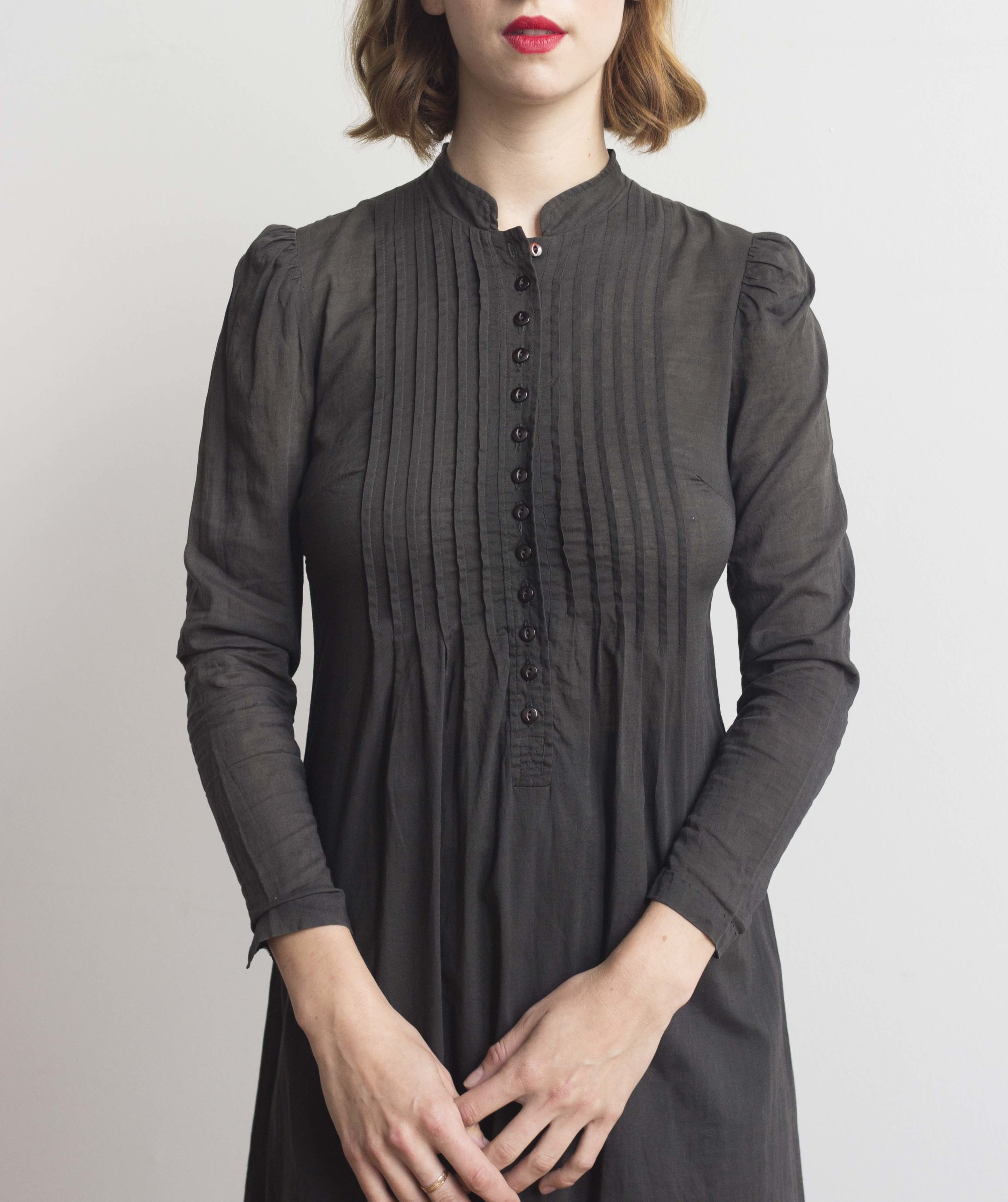 1970s Black Cotton Prairie Dress Wayward Collection 1970s Black Cotton Prairie Dress Wayward Collection