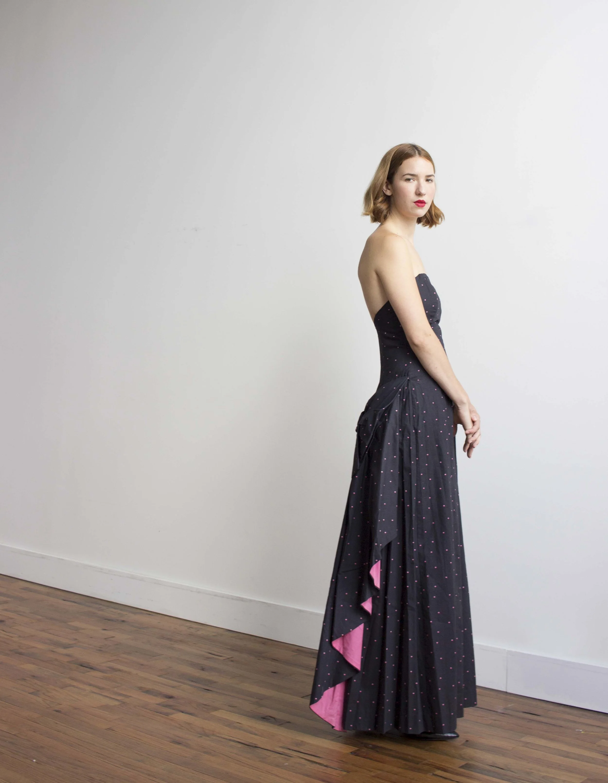 1980s Laura Ashley Cotton Strapless Gown  Wayward Collection