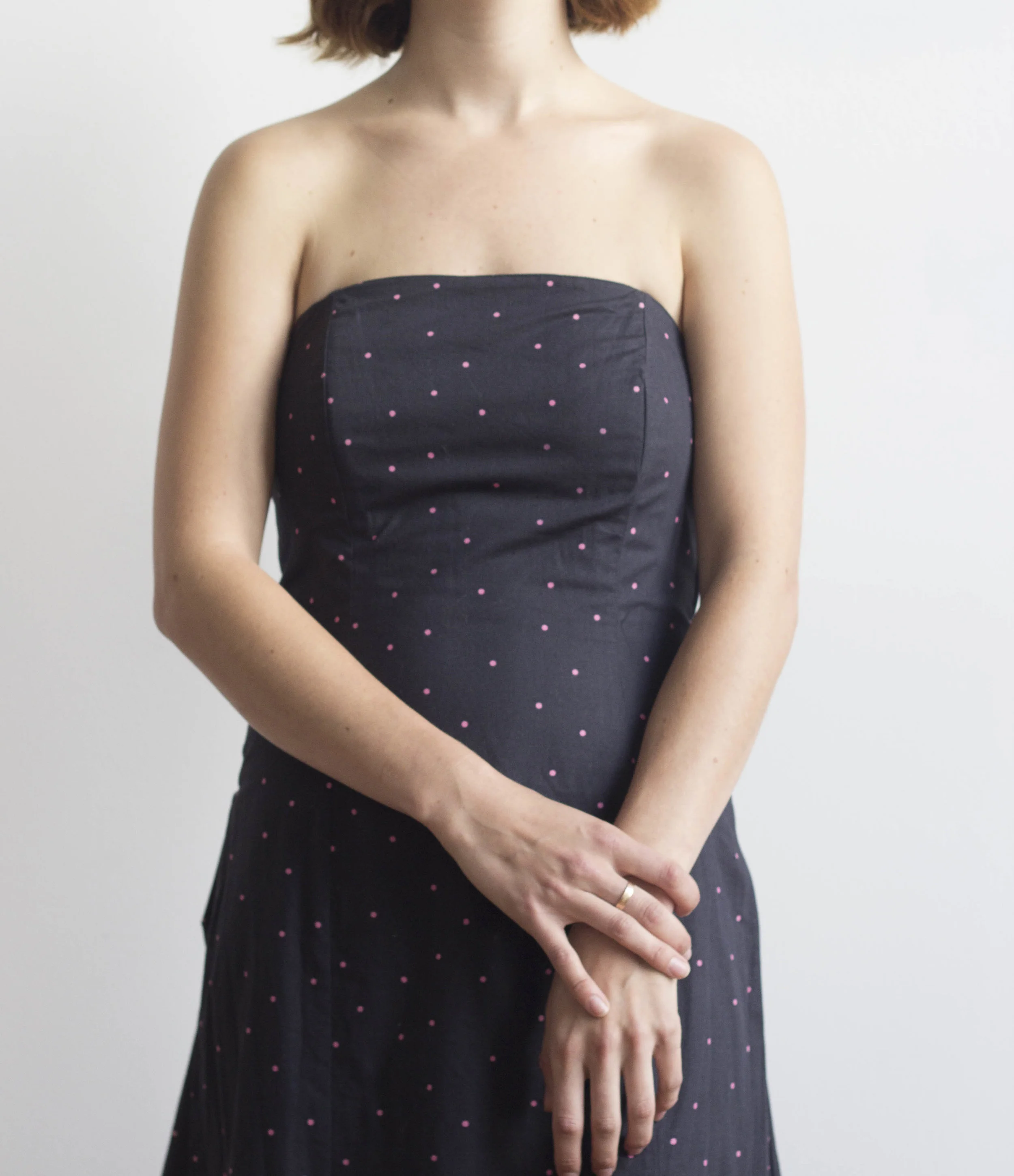 1980s Laura Ashley Cotton Strapless Gown