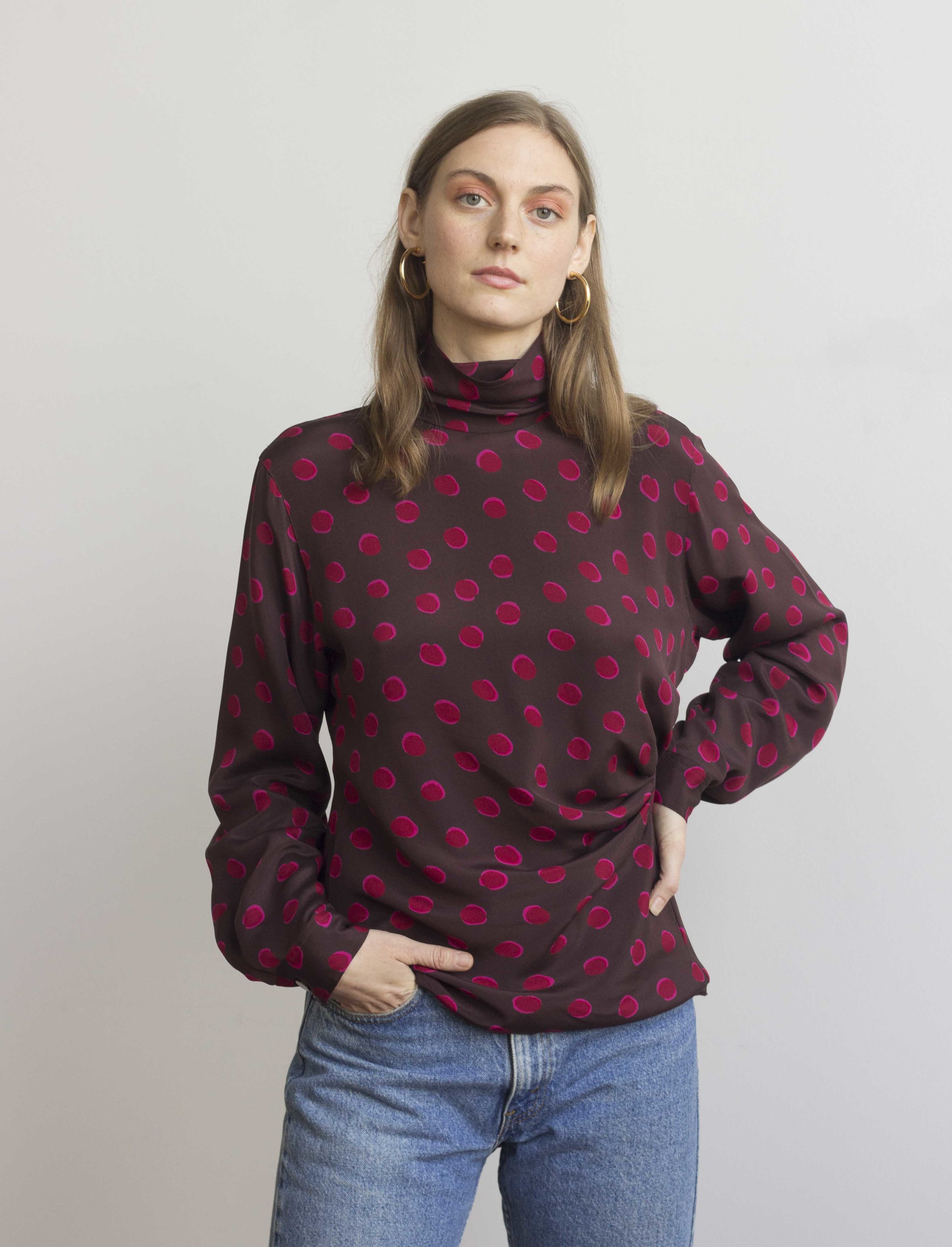 1980s Ungaro Pink Dot Blouse