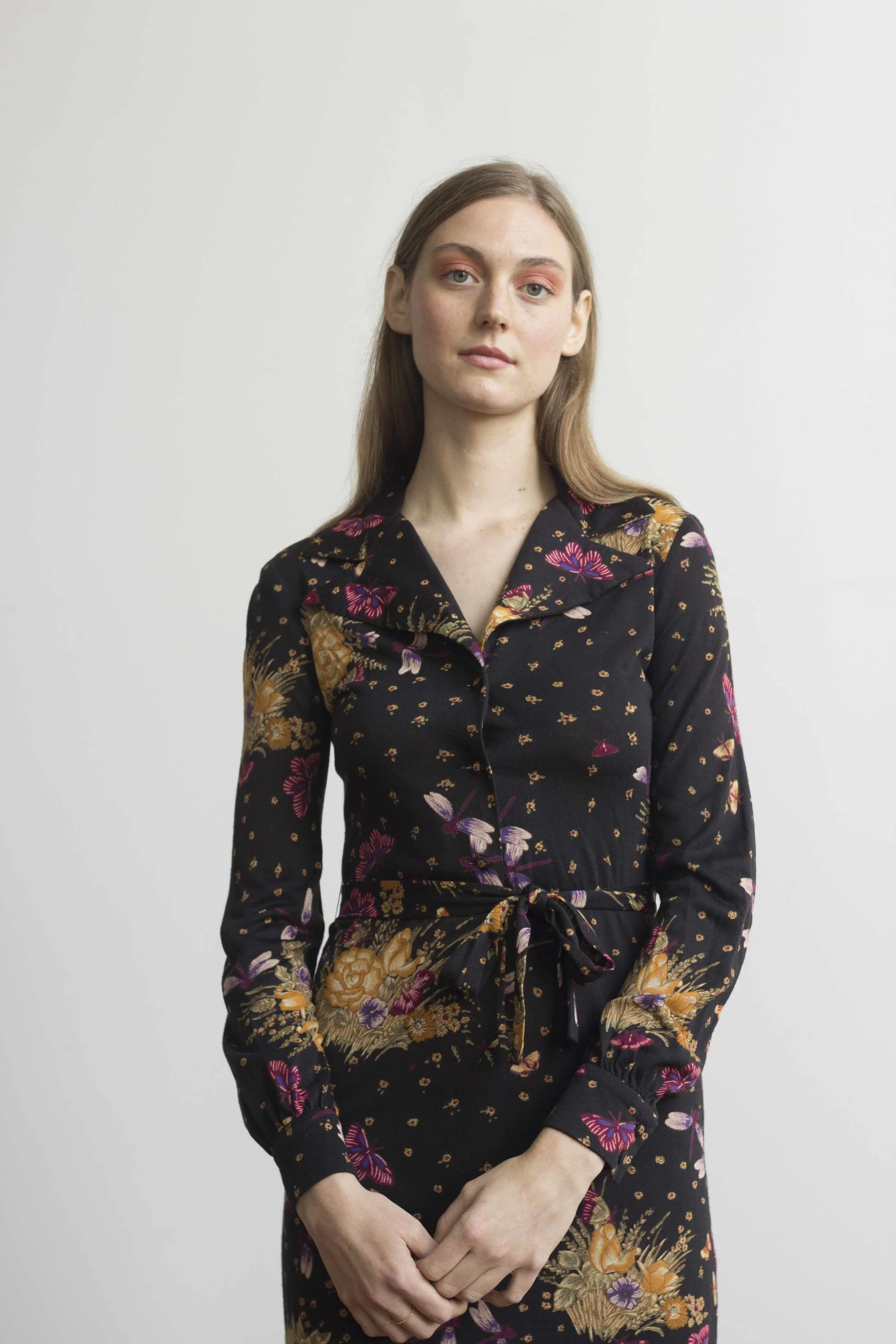 1970s Paganne Floral Wool Jersey Dress