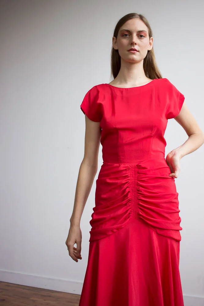 ruched georgette dress Costarellos, Embellished ruched georgette gown, Women, Pink, US 10, Dresses, Materialmix