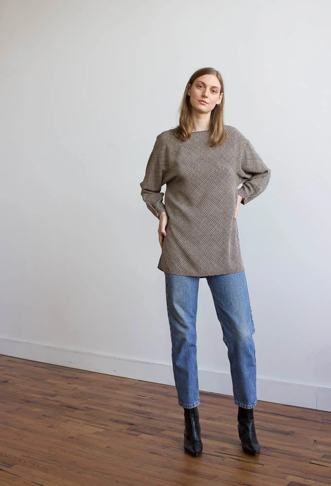 1980s Perry Ellis Dot Blouse