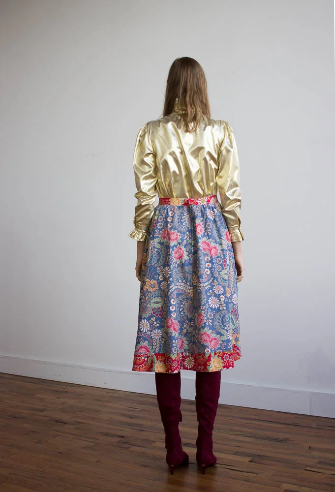 1970s English Floral Peasant Skirt