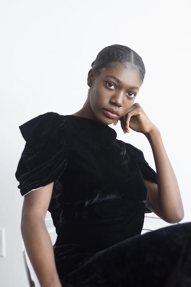 1930s Black Silk Velvet Gown