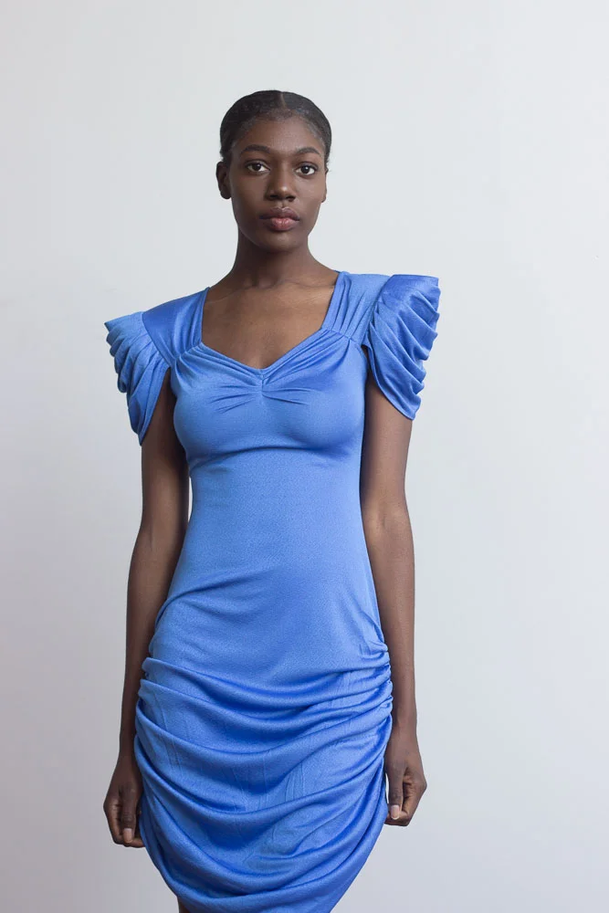 ruched blue dress Saphira Ruched Bodycon Mini Dress • Shop American Threads Women's Trendy Online Boutique Ocean Blue / M main image 1