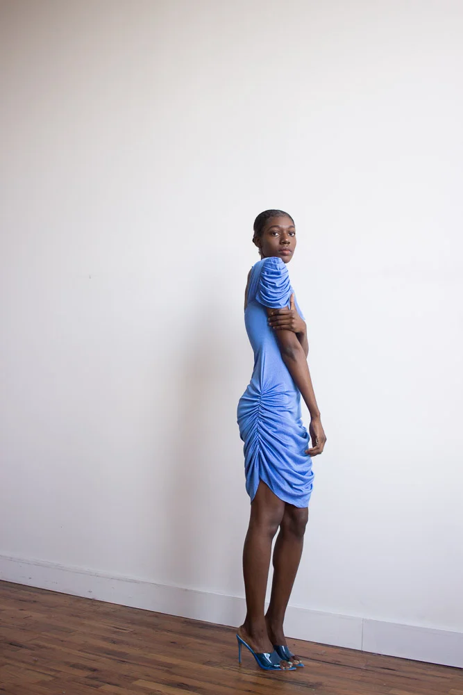 1970s "Climax" Ruched Disco Dress