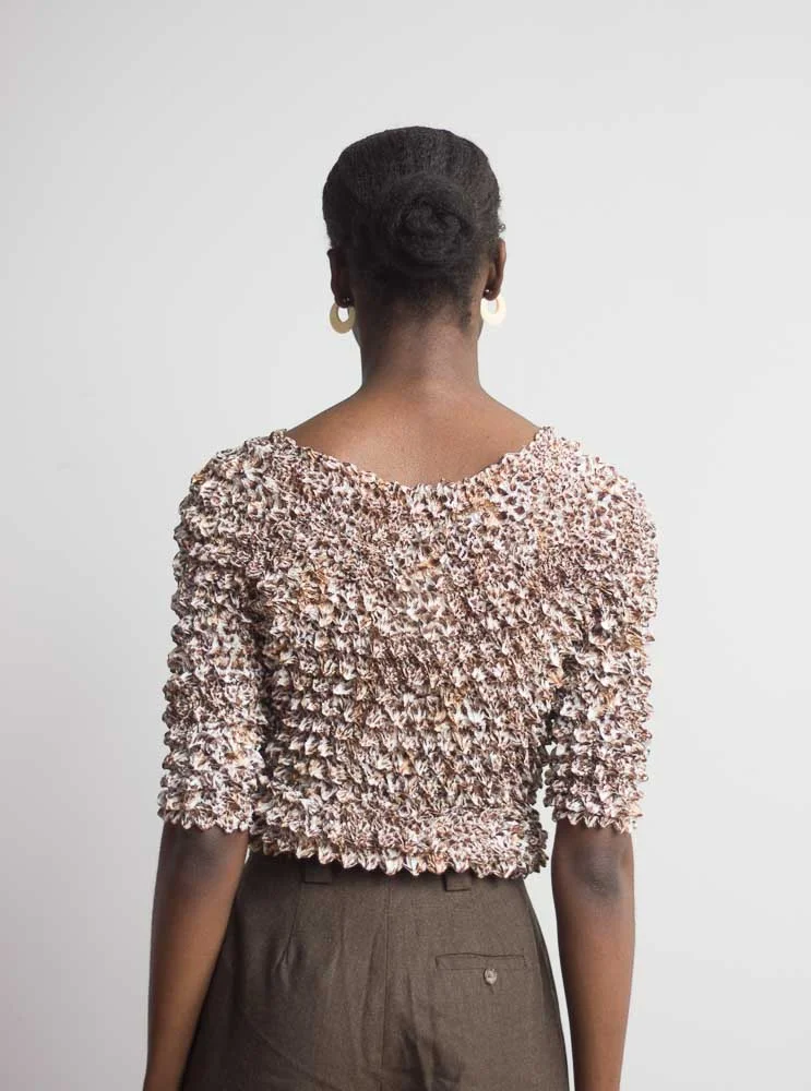 1990s Leopard Crinkle Pleat Tee