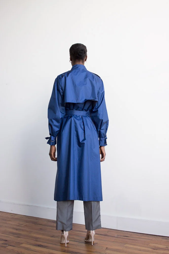 1980s Klein Blue Nylon Trench