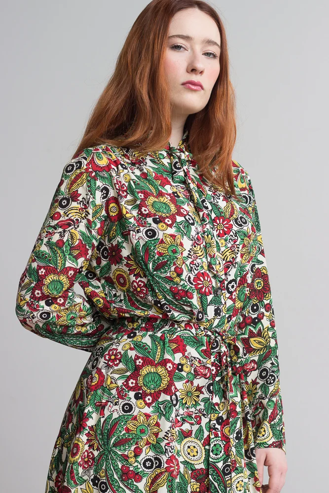 1940s Mexican Novelty Print Tunic Blouse