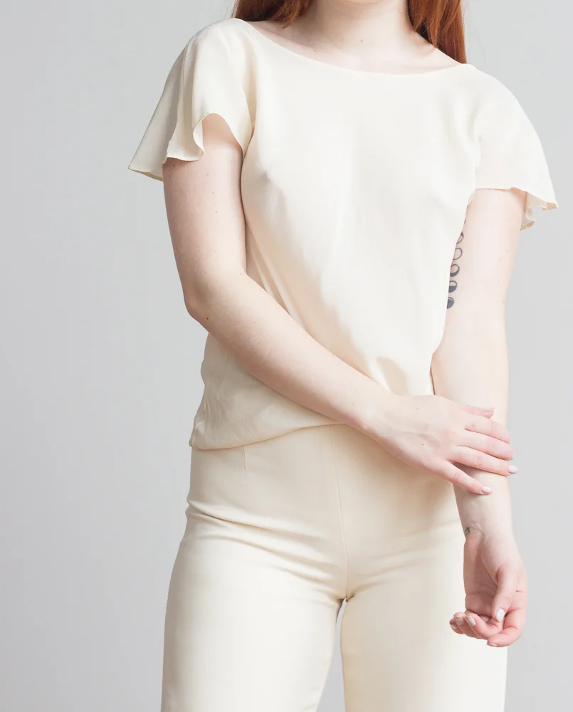 1990s Creme Silk High Rise Trousers