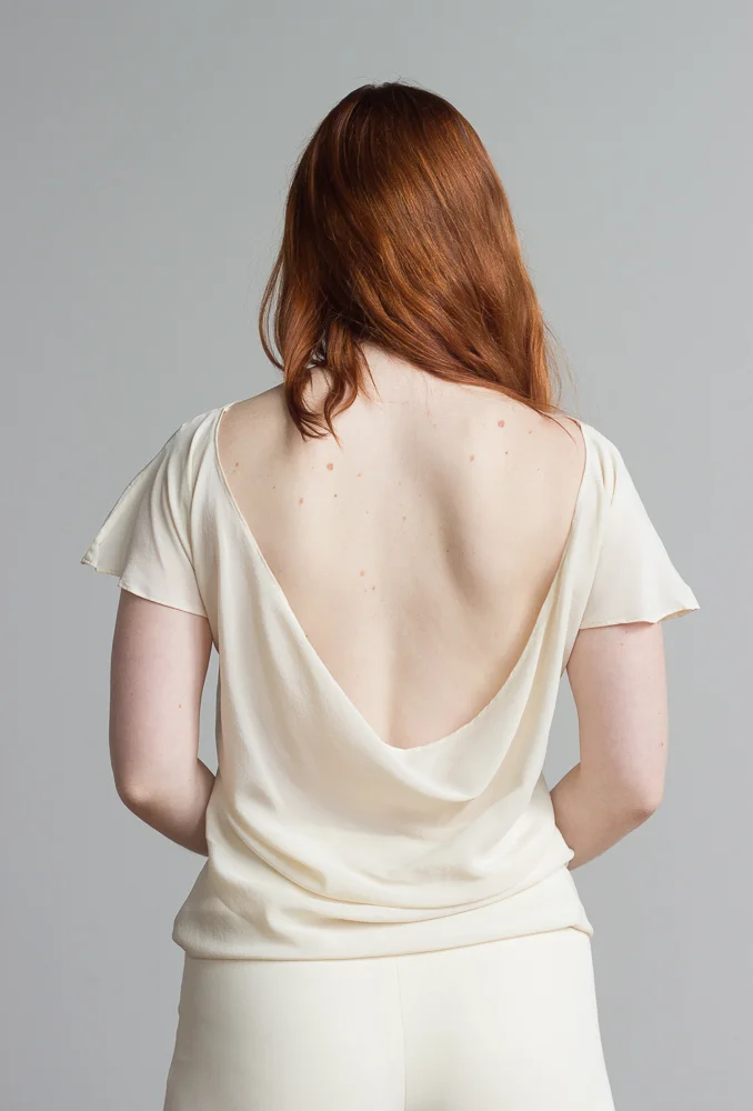 1990s Bias Cut Creme Silk Blouse