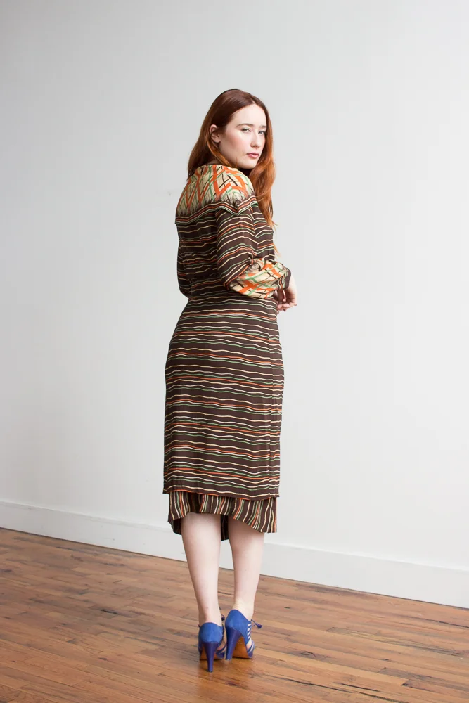 1940s Chocolate Capelet Dress