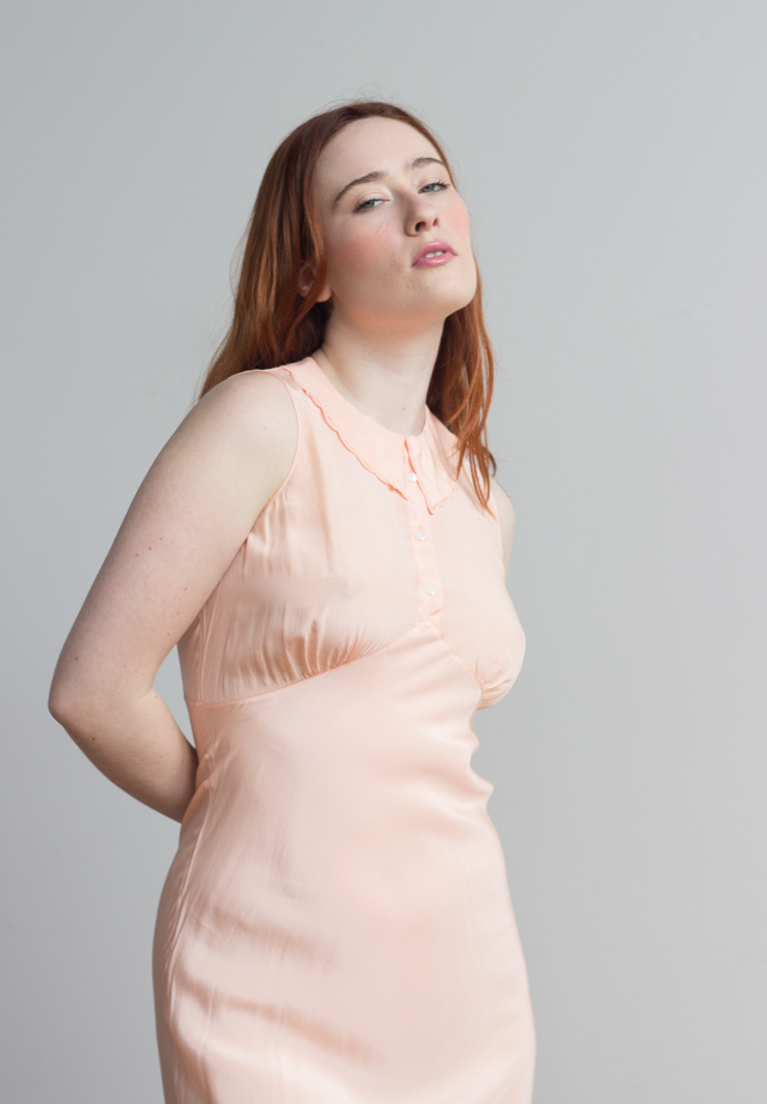 1930s Peach Silk Bias Cut Slip Dress