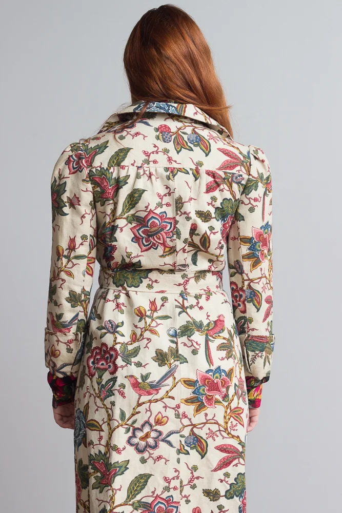 1970s Margit Brandt William Morris Floral Trench