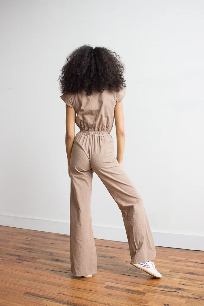 1970s Perfect Fit Mauve Cotton Jumpsuit