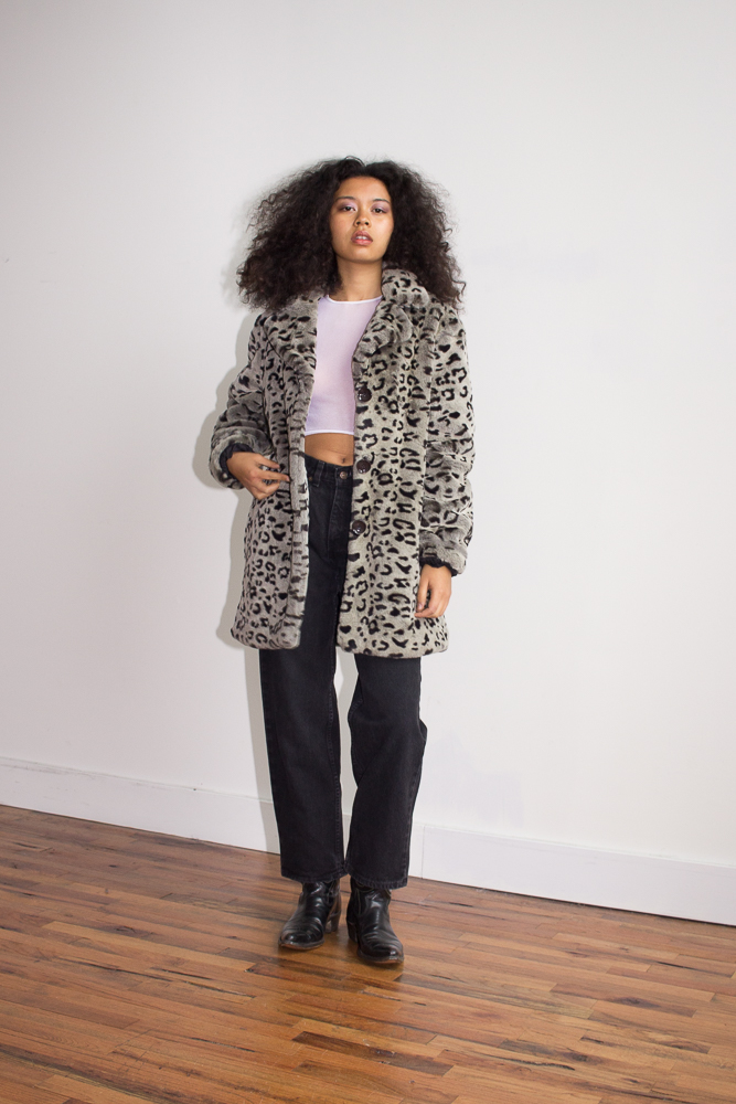 1990s Gray Leopard Plushie Jacket