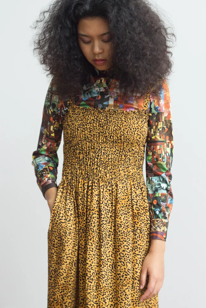 1970s Art Collage Button Down