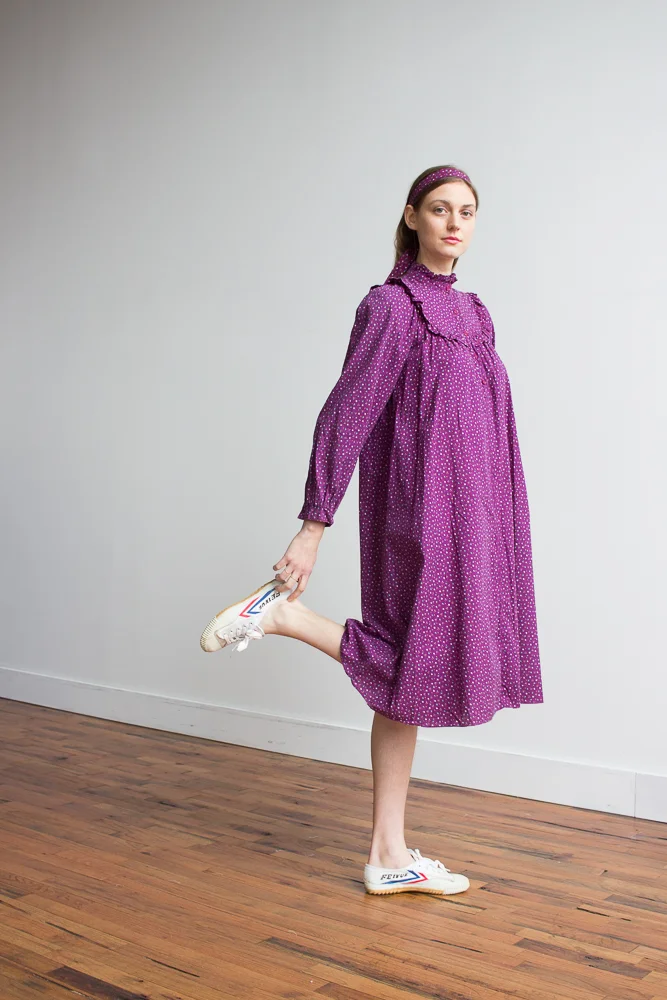 1970s Purple Prairie Dress