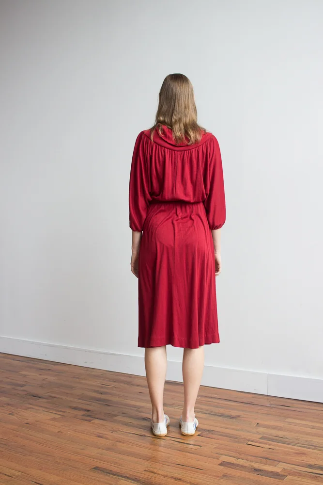 1970s Merlot Jersey Dress