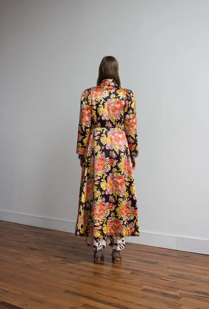 1940s Floral Satin Bed Jacket