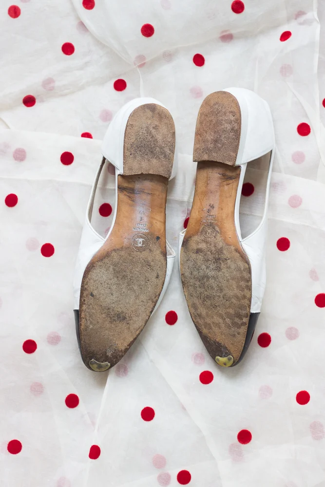 1980s Chanel Black and White Classic Flats