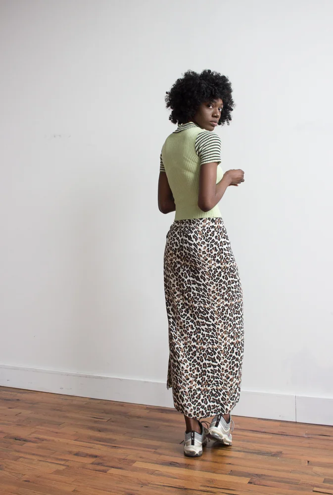 1990s Lime Striped Knit Top