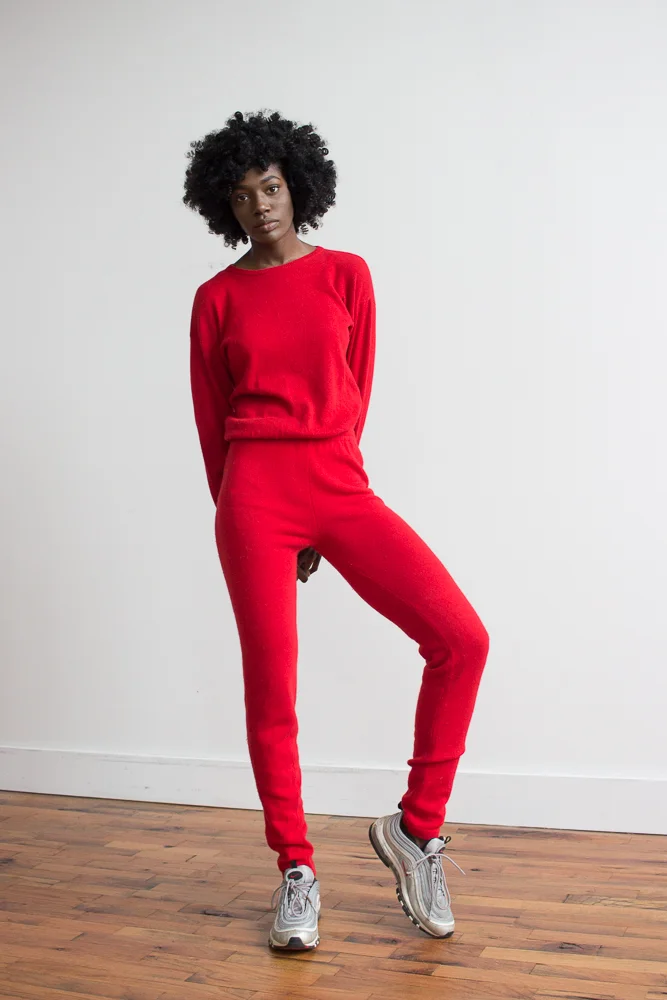 1980s Red Cashmere Jogger Pant