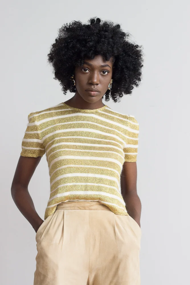 1980s Lurex &amp; Angora Striped Knit