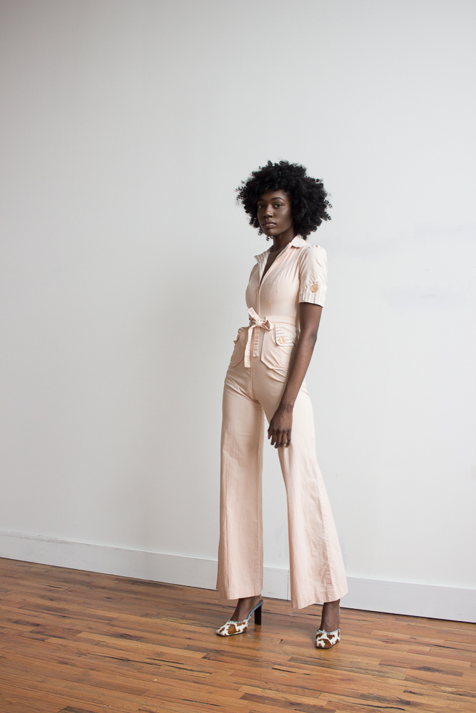 1970s Slipper Pink Cotton Jumpsuit