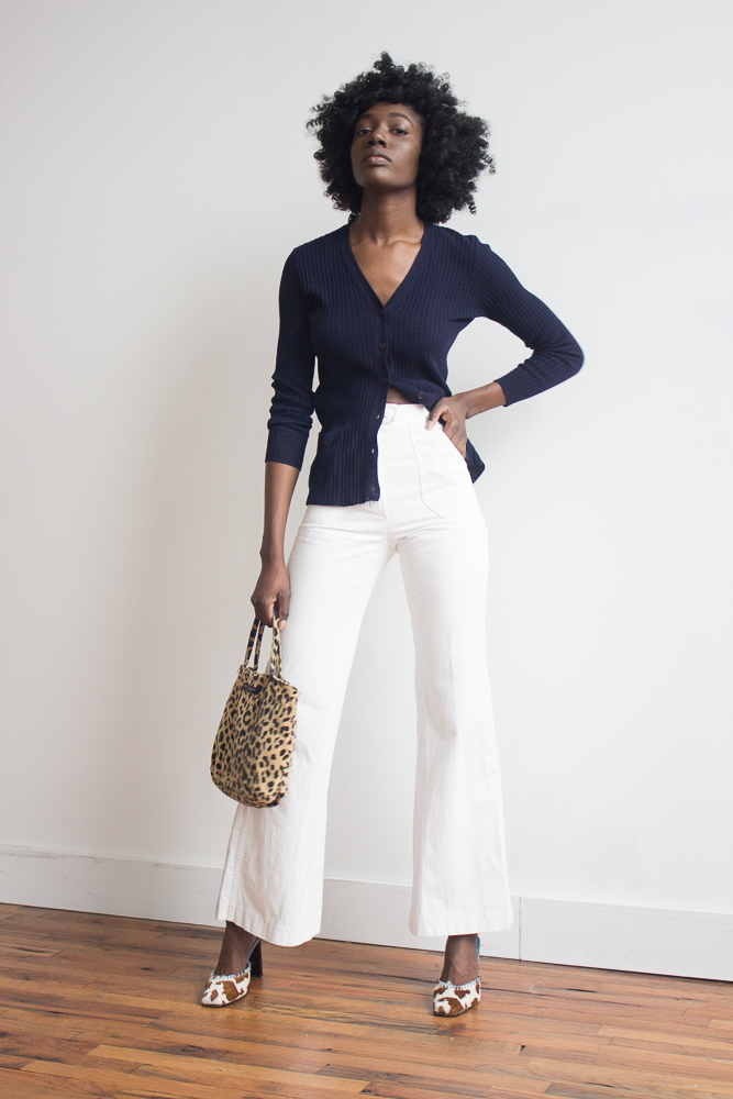 1970s White Cotton Utility Trousers