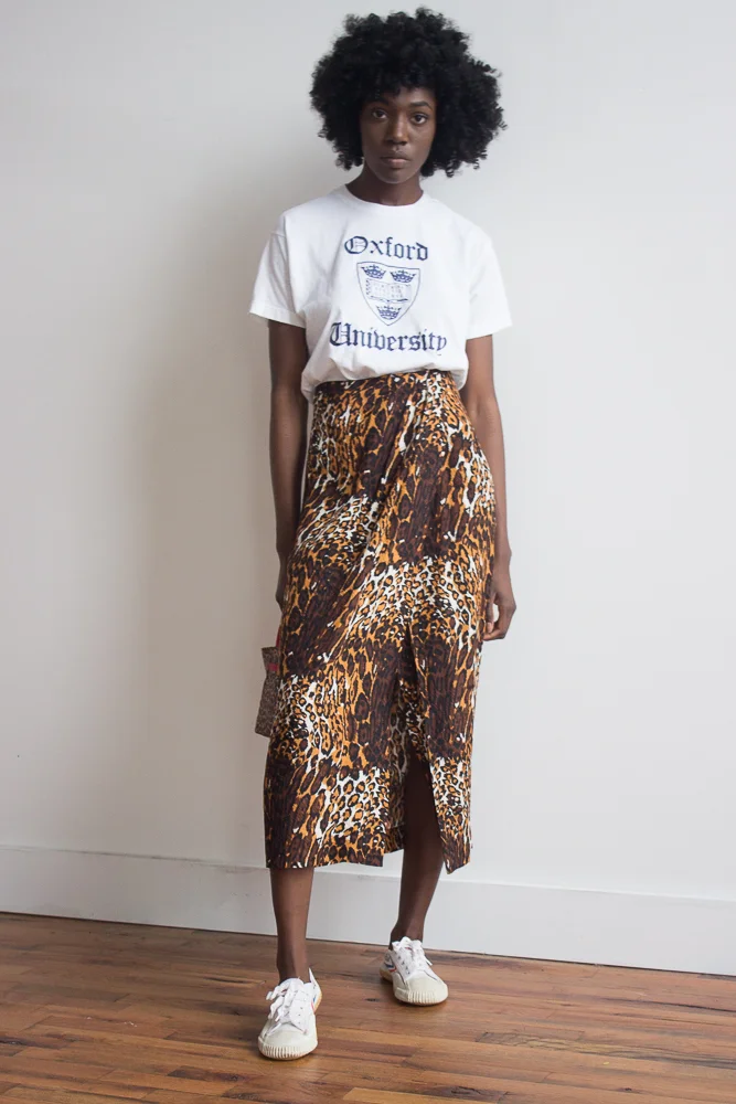 1980s Flora Kung Leopard Wrap Skirt