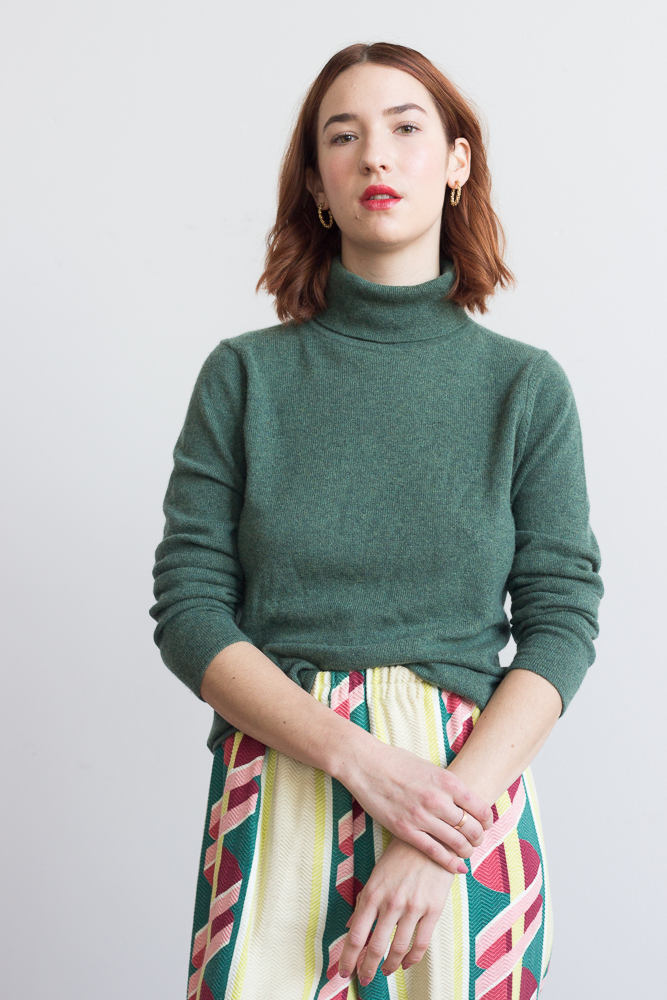 1990s Sage Cashmere Turtleneck