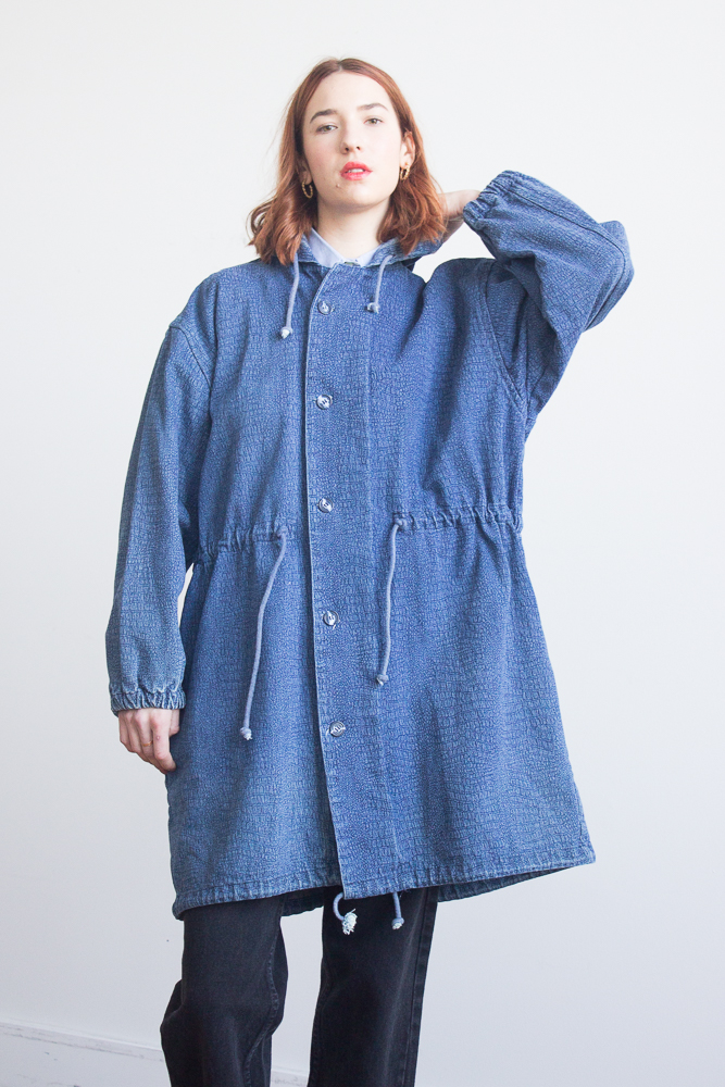 1980s Oversize Snakeskin Print Denim Anorak