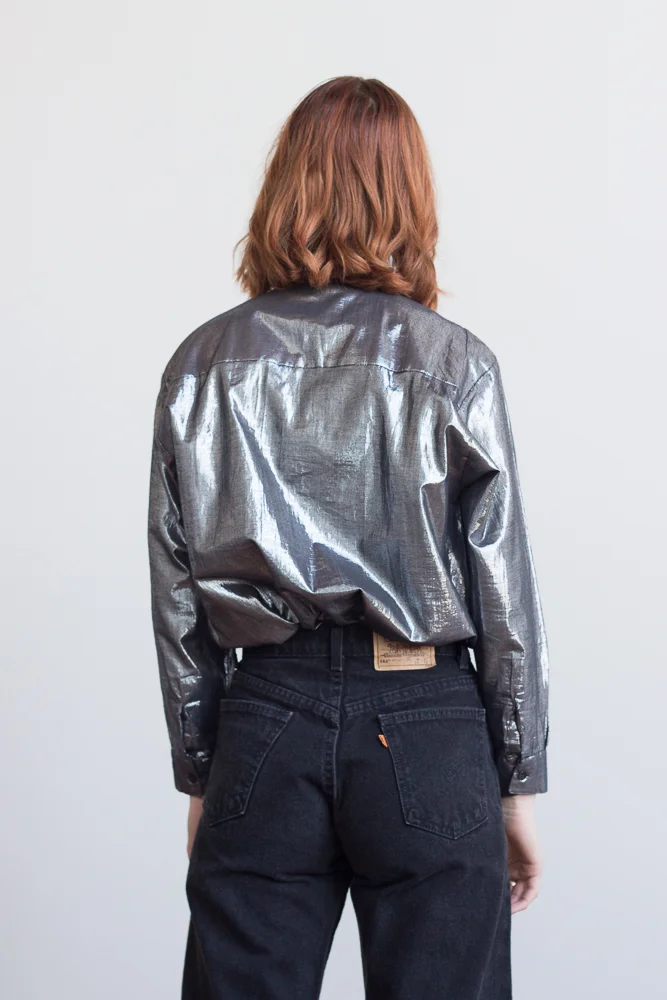 1980s Indian Cotton Metallic Button Down