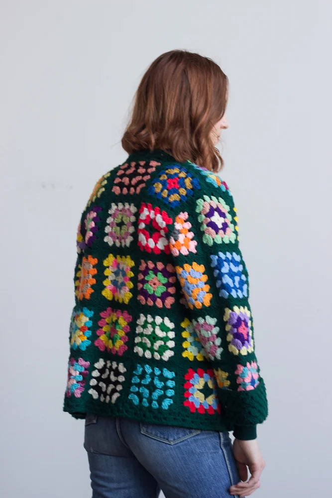 1970s Hand Knit Granny Square Jacket