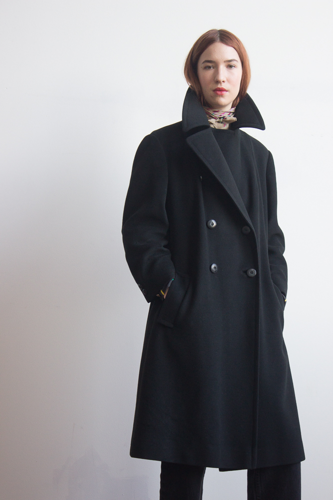 1960s Black Cashmere Double Breasted Jacket