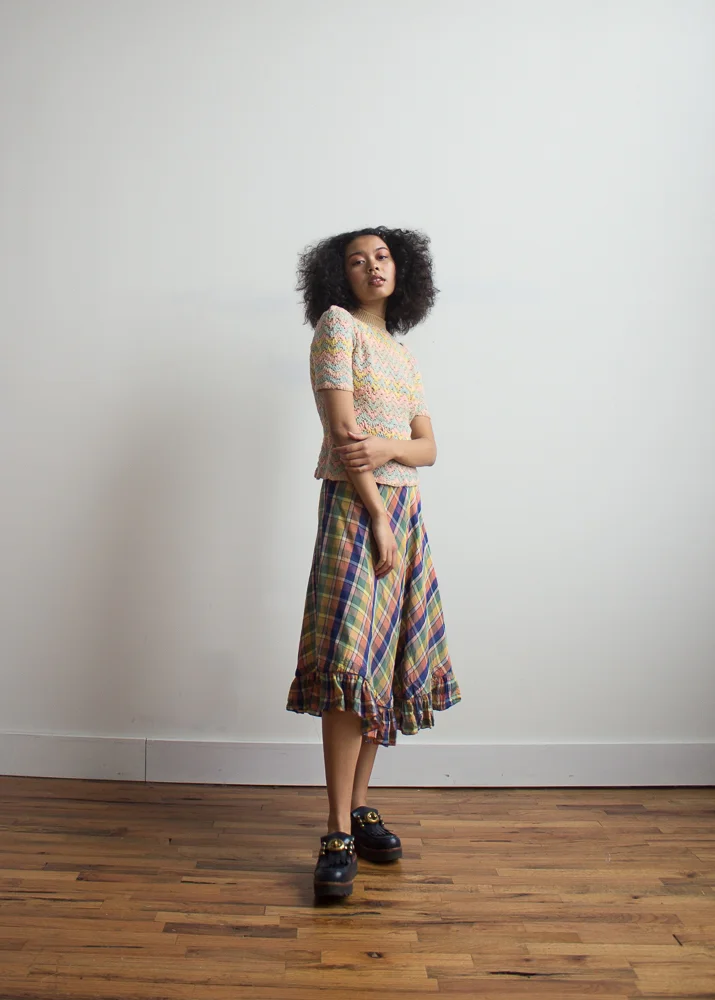 1940s Plaid Taffeta Skirt