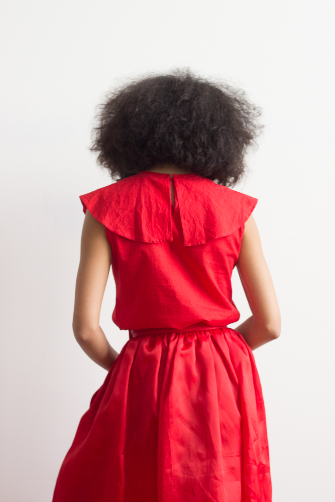 1980s Petal Collar Cotton Blouse