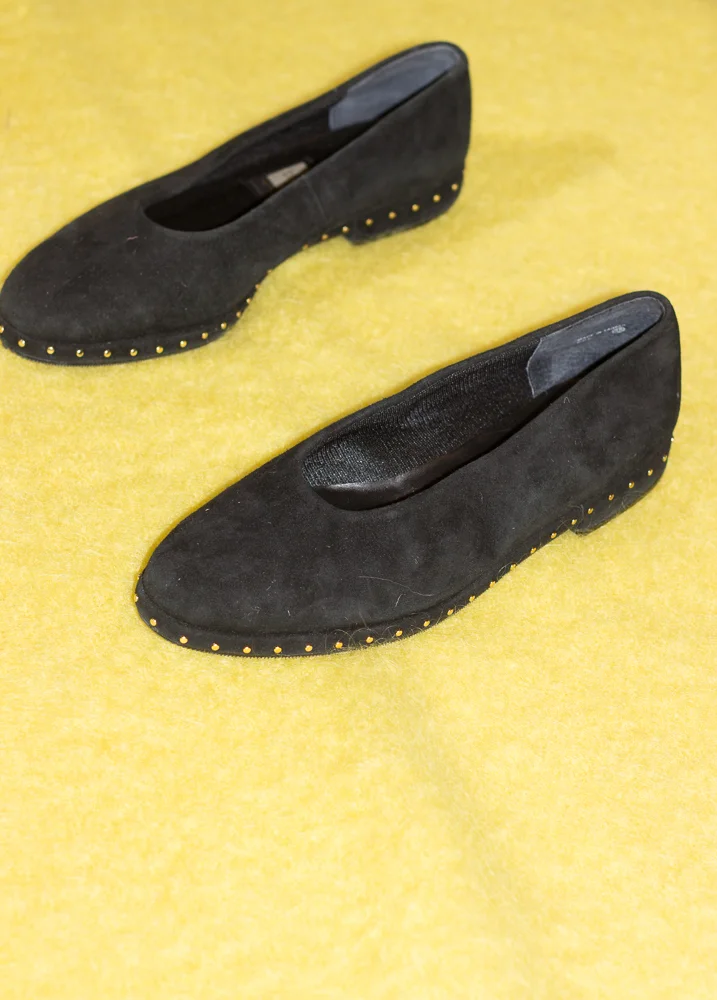 1980s Gold Studded Almond Toe Flats