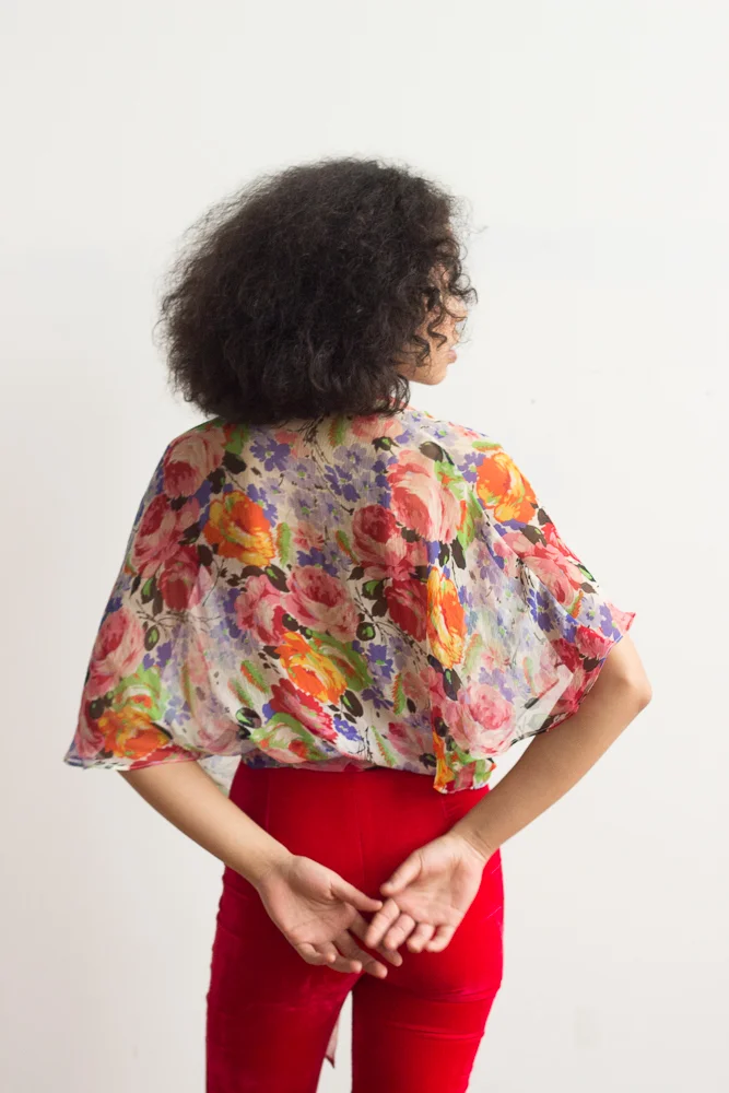 1990s Betsey Johnson Silk Chiffon TIe Blouse