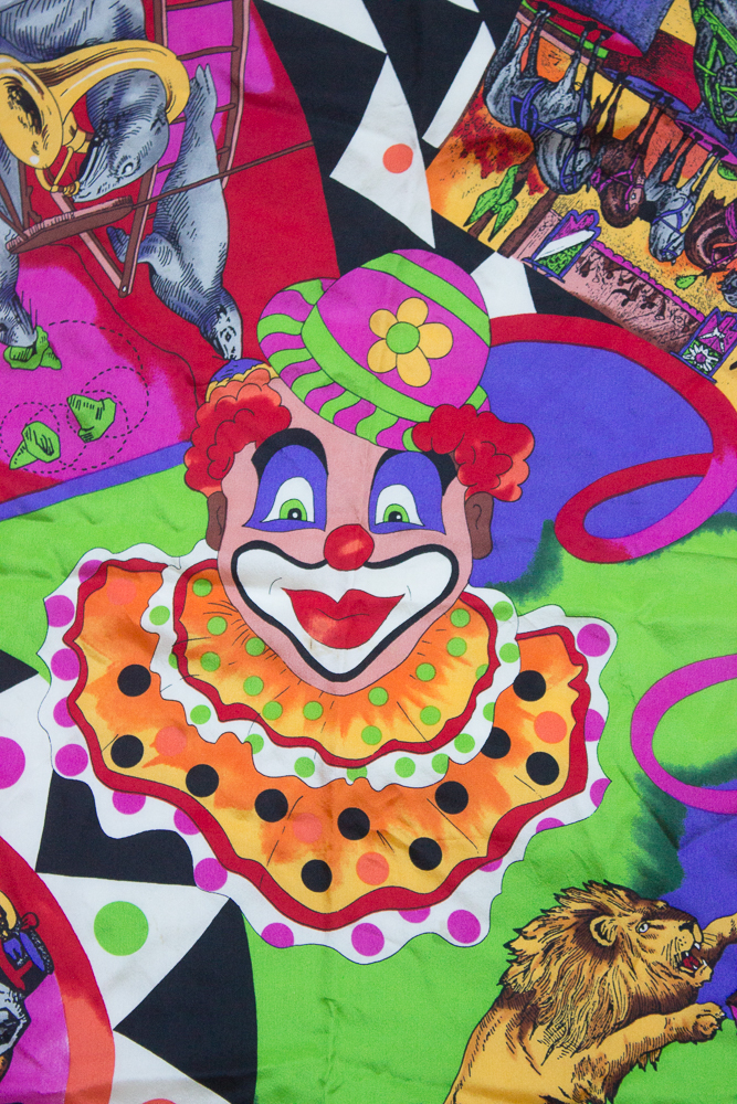 1980s Circus Clown Silk Scarf