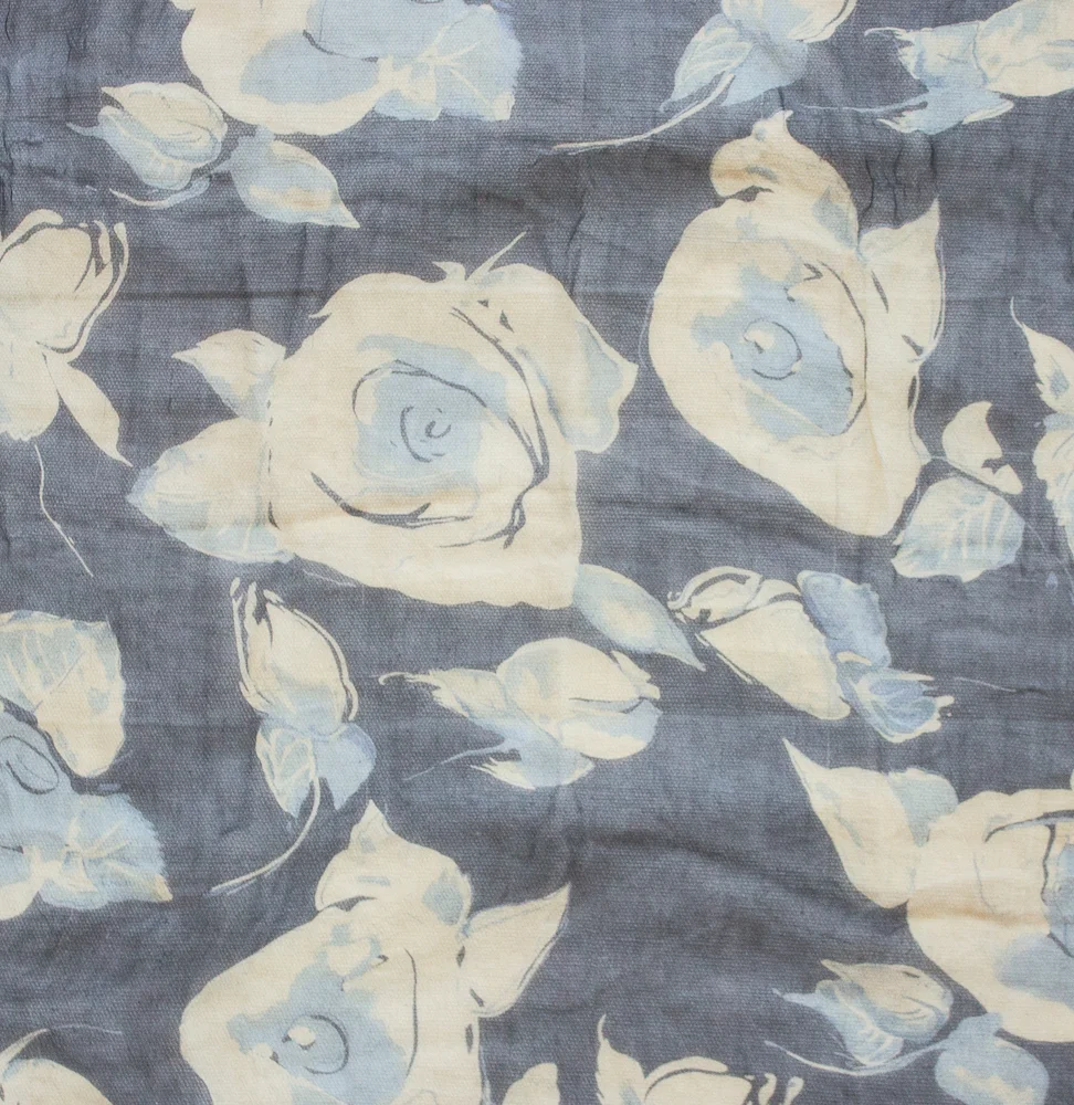 1980s Sheer Floral Silk Scarf